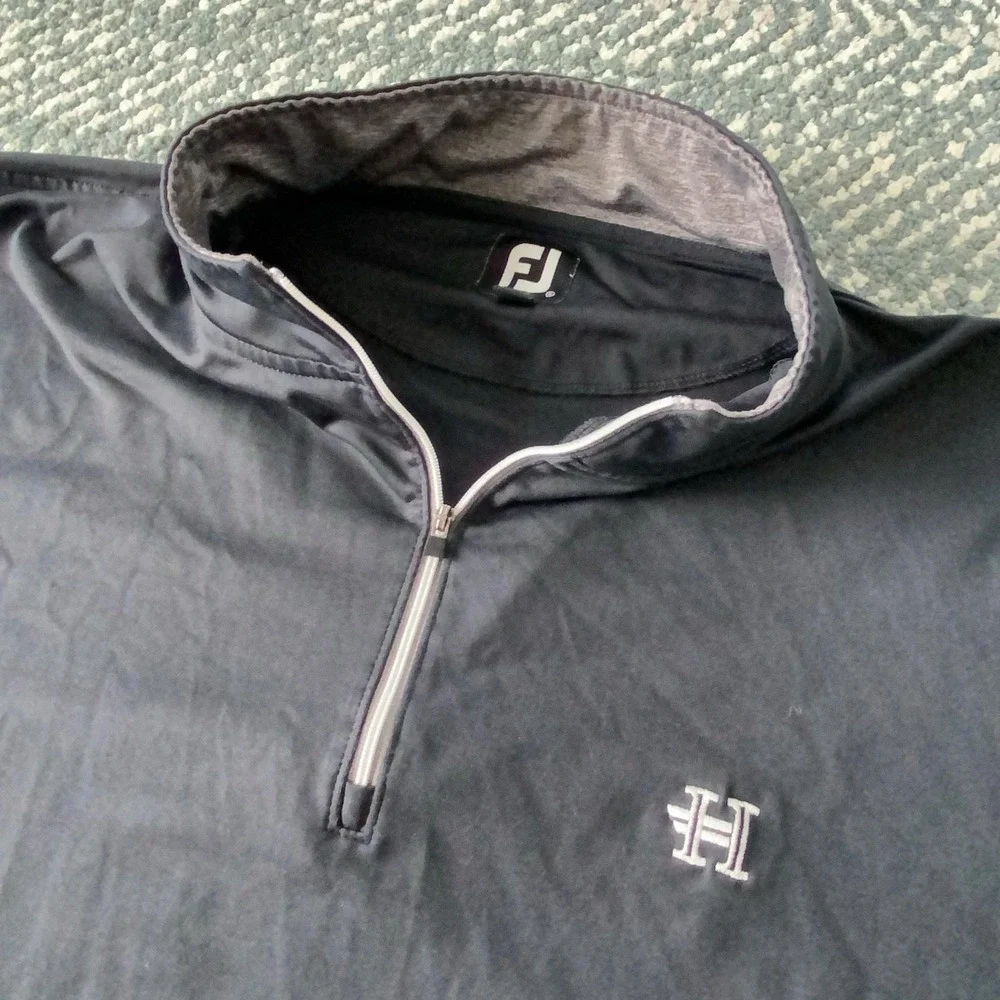 FootJoy Pullover Mens Large Blue 1/4 Zip Long Sleeve Mock Neck Golf Top H Logo